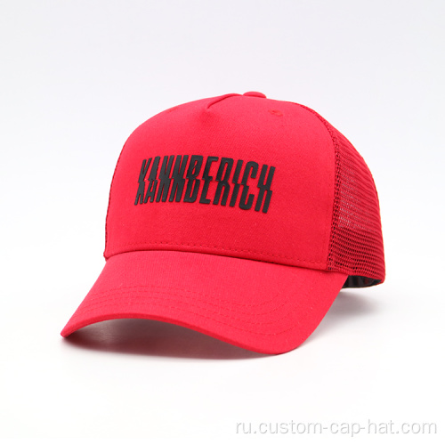 100% полиэфирная сетчатая сетка Red Sport Trucker Cap